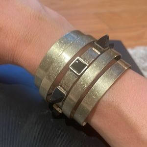 Metal Wrist Cuff With Black Spikes